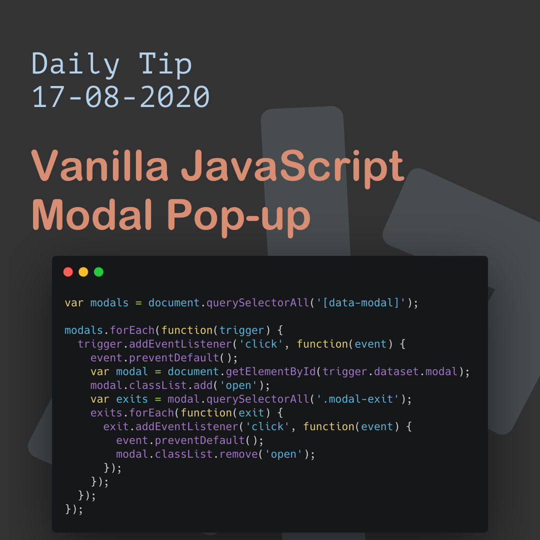 Vanilla JavaScript Modal Popup Box