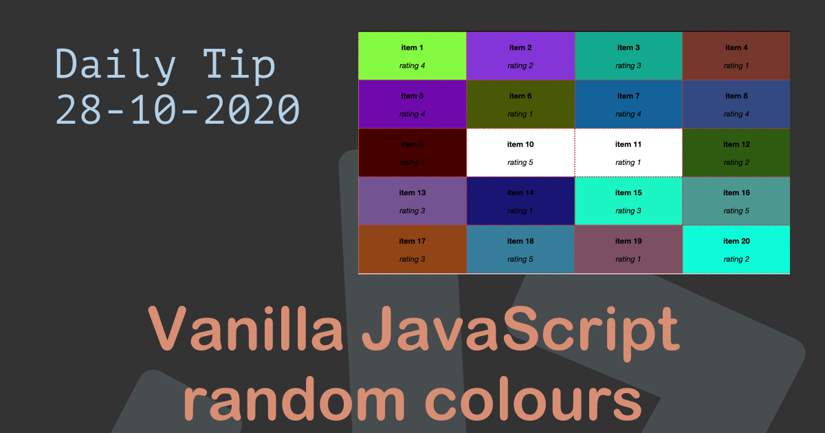 Vanilla JavaScript random colours