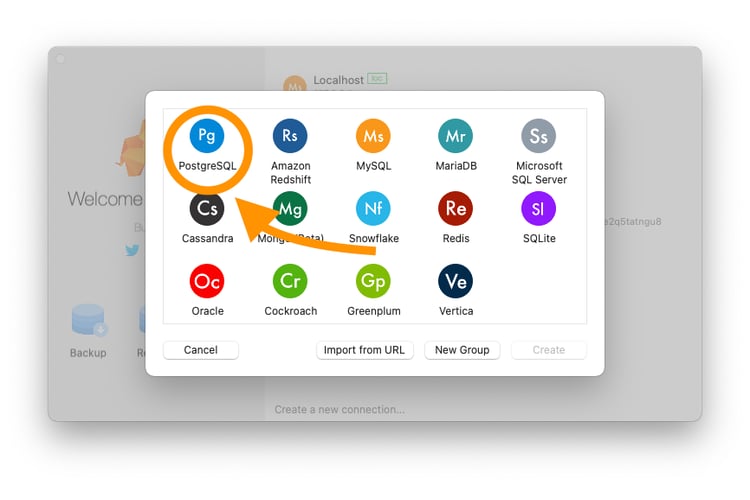 TablePlus new PostgreSQL database connection