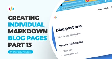 Creating individual markdown blog pages - part 13