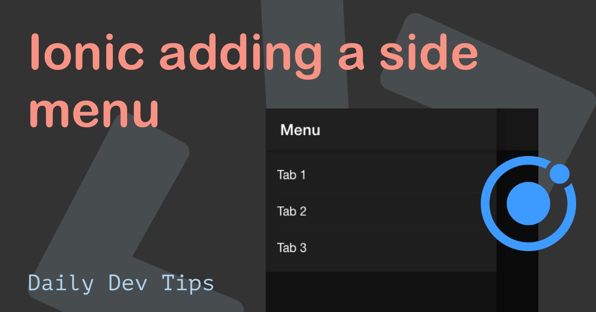 Ionic adding a side menu