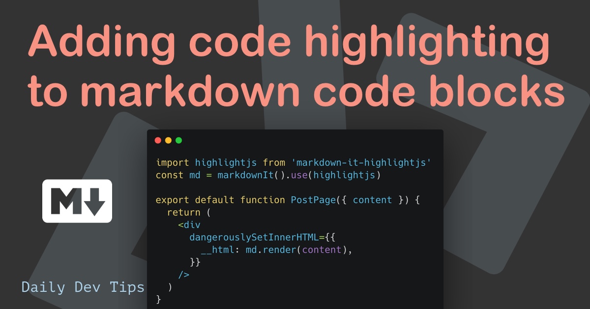 Adding code highlighting to markdown code blocks