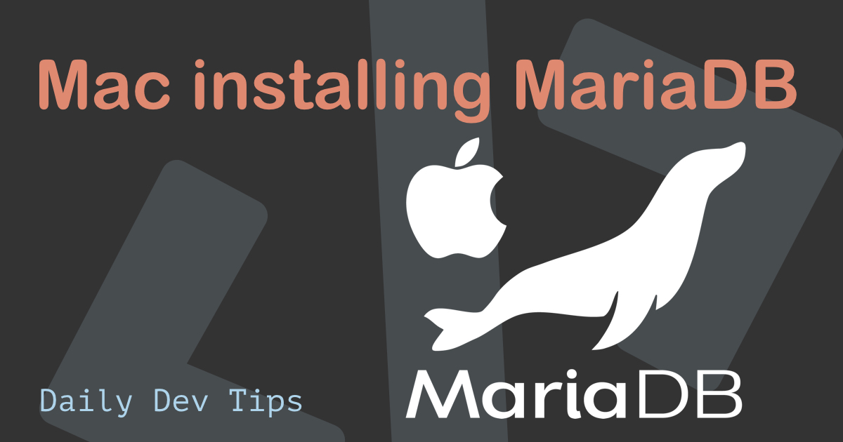 Mac installing MariaDB
