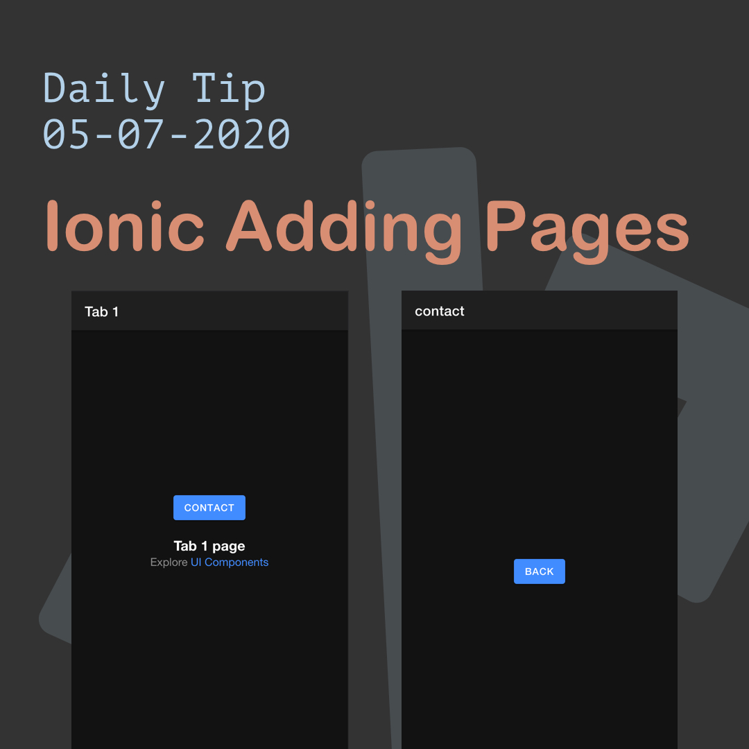 Adding pages in Ionic using App-Explore-Container