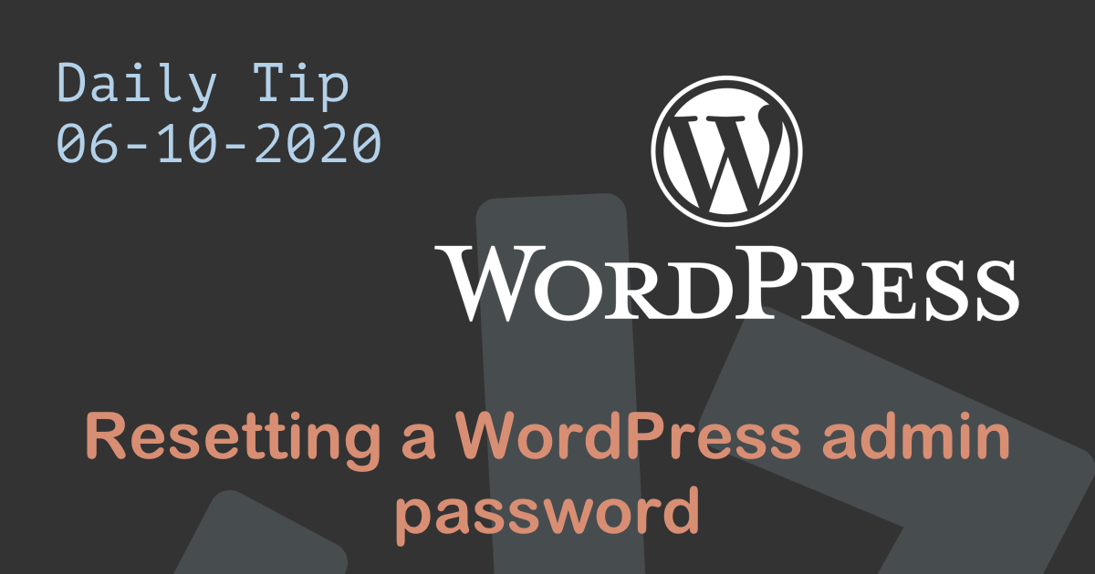 Resetting a WordPress admin password