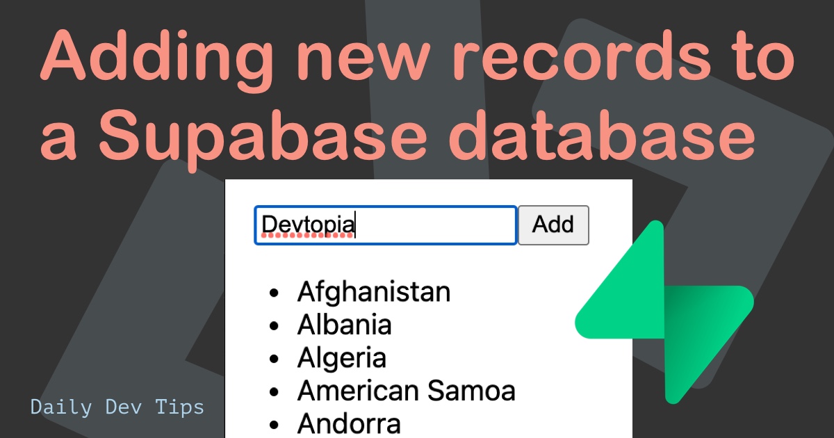 Adding new records to a Supabase database