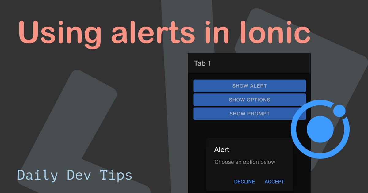 Using alerts in Ionic