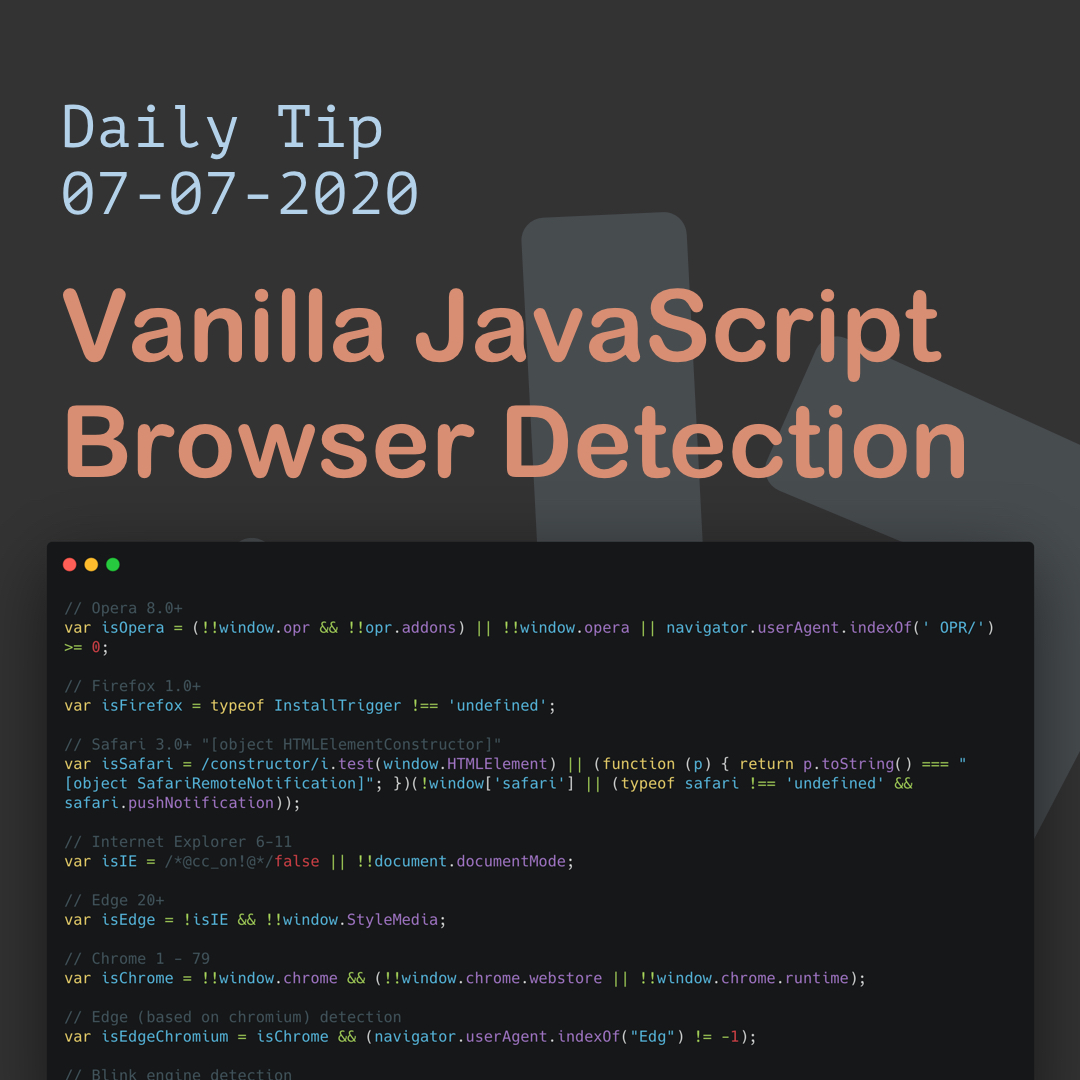 Vanilla JavaScript Browser Detection