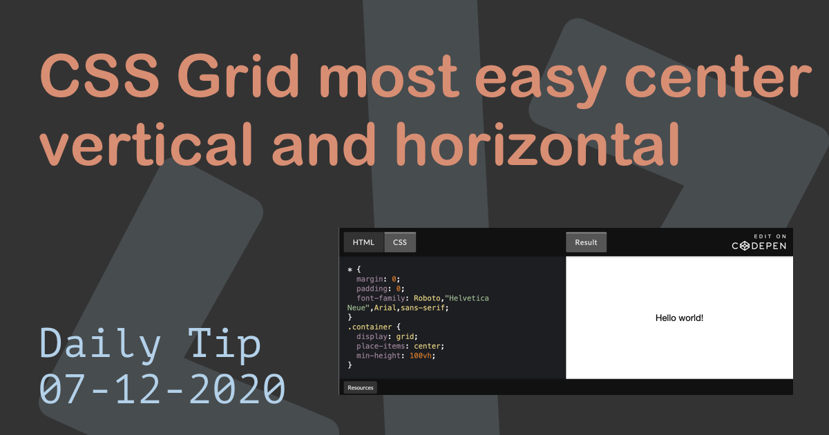 CSS Grid most easy center vertical and horizontal