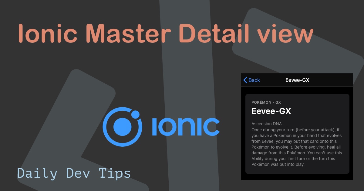 Ionic Master Detail view