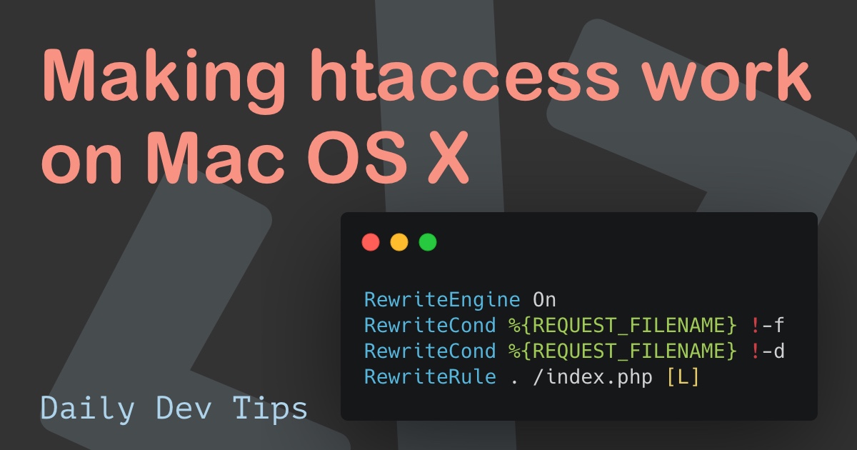 Making htaccess work on Mac OS X