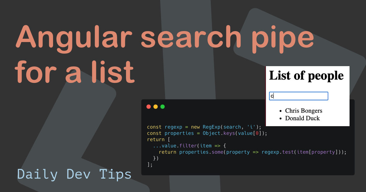 Angular search pipe for a list