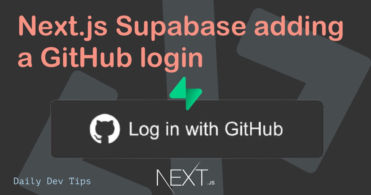 Next.js Supabase adding a GitHub login