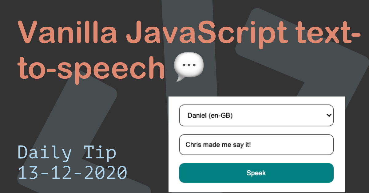 Vanilla JavaScript text-to-speech 💬