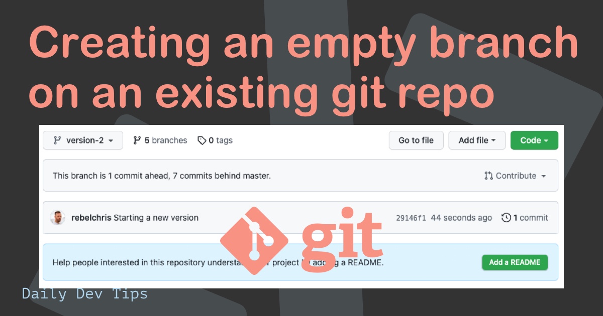 Creating an empty branch on an existing git repo