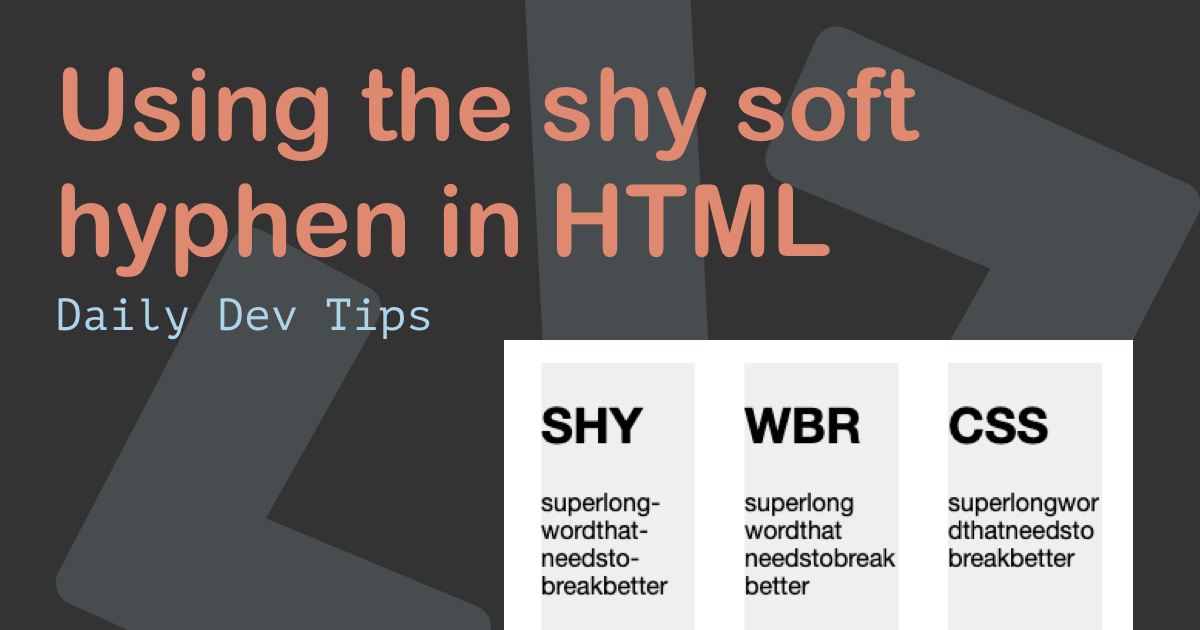 How to use the shy soft hyphen in HTML