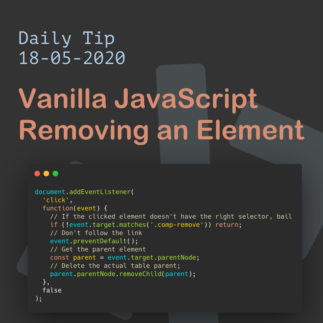 Vanilla JavaScript Removing an Element