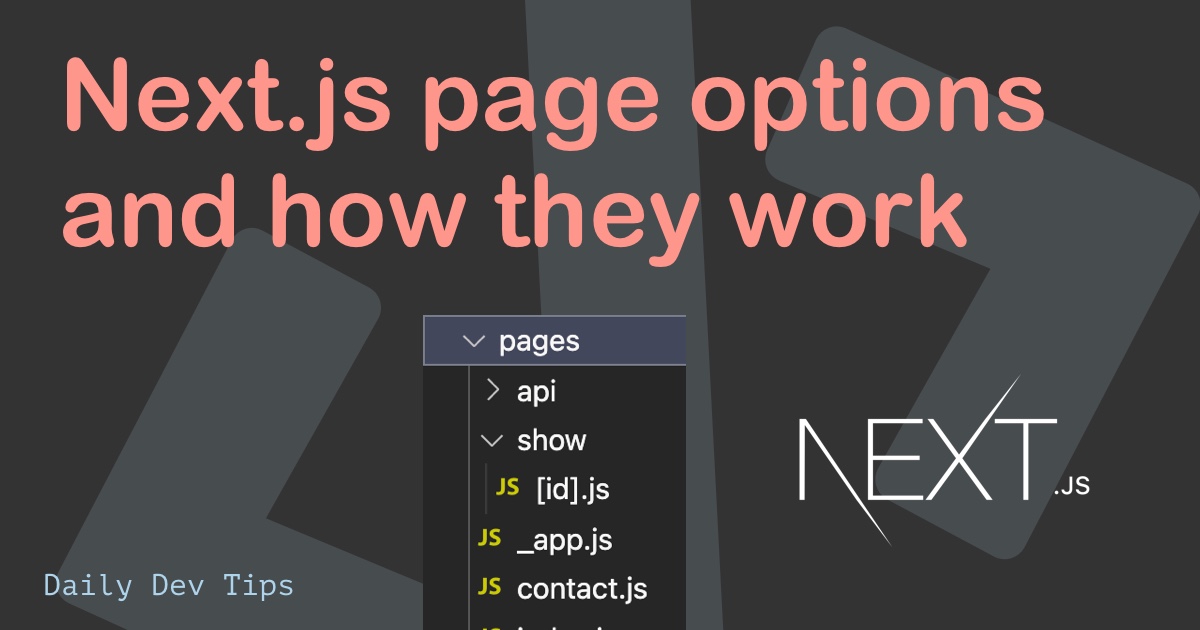Next.js page options and how they work