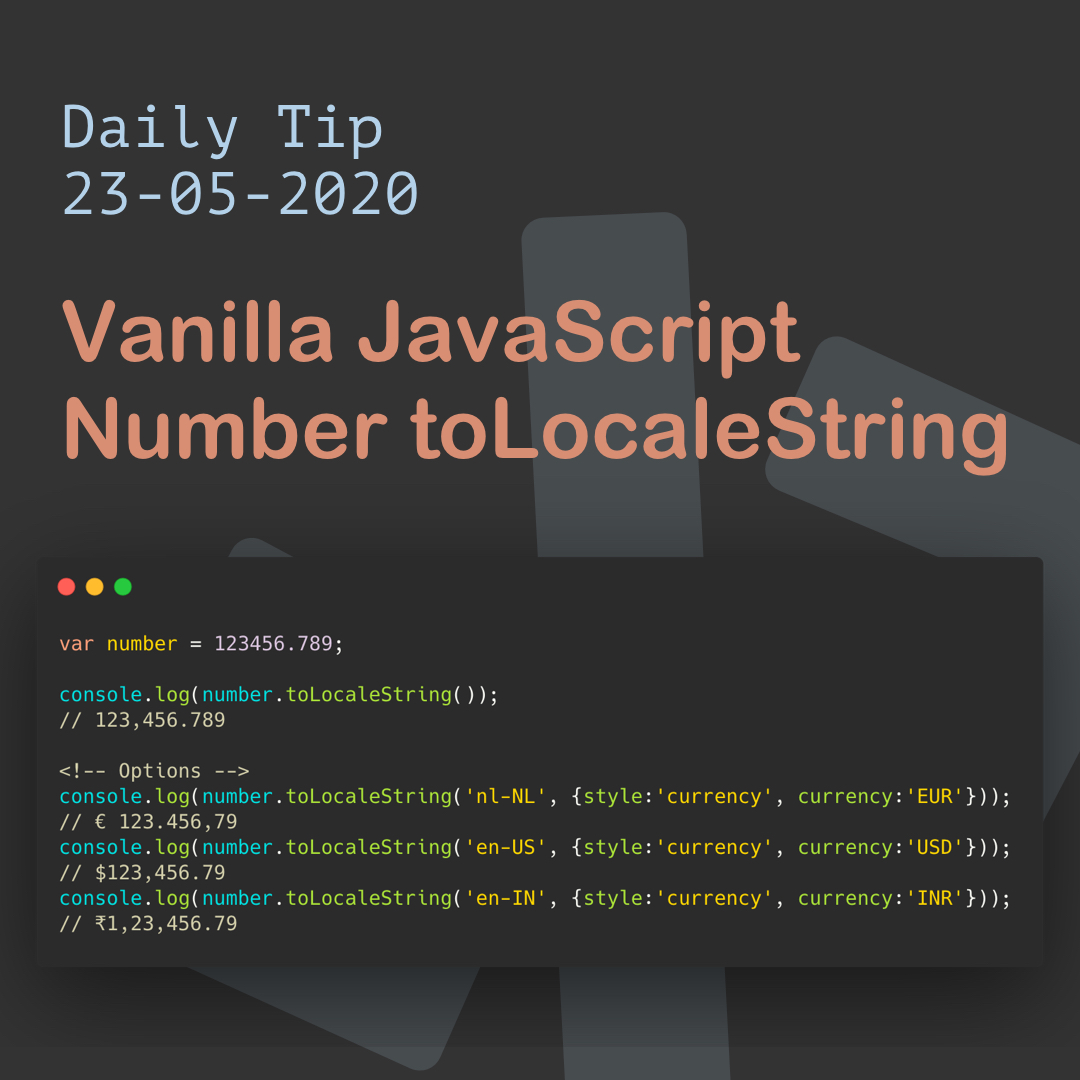 Vanilla JavaScript Number toLocaleString