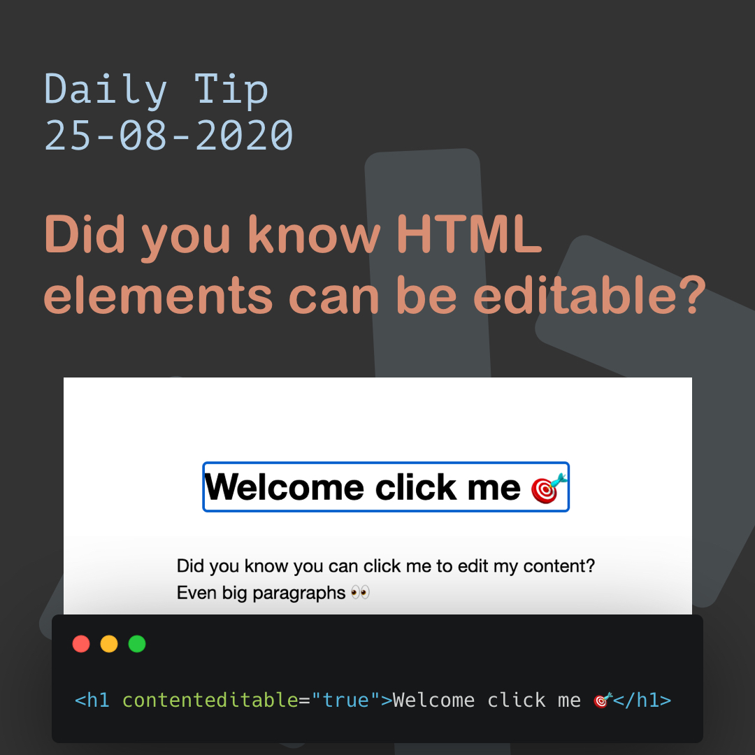 Did you know HTML elements can be editable?
