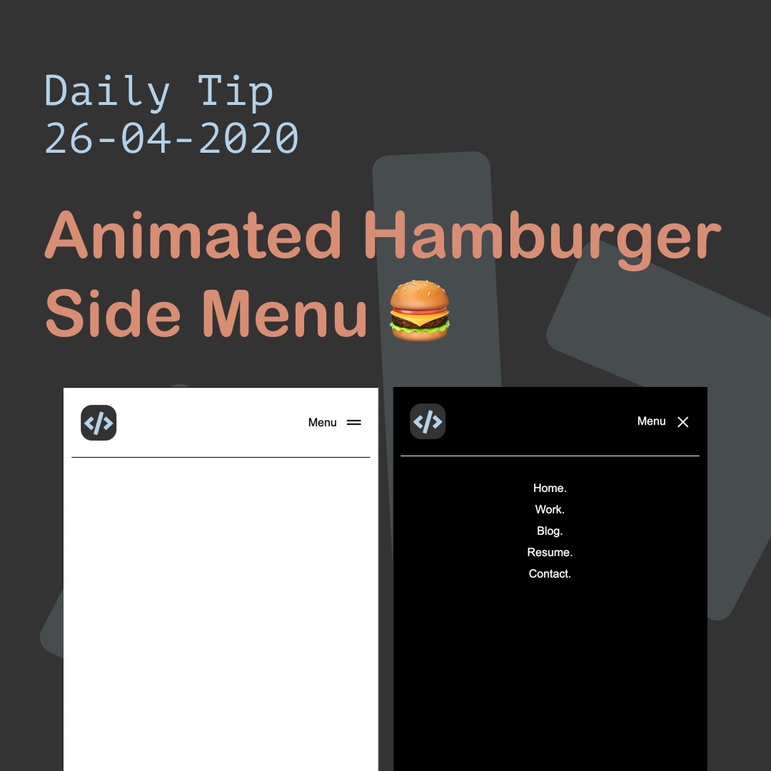 Animated Hamburger Side Menu 🍔