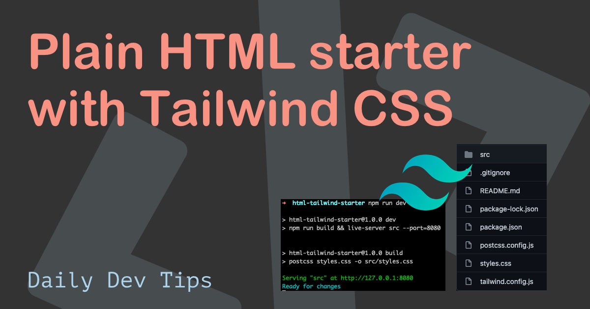 Plain HTML starter with Tailwind CSS