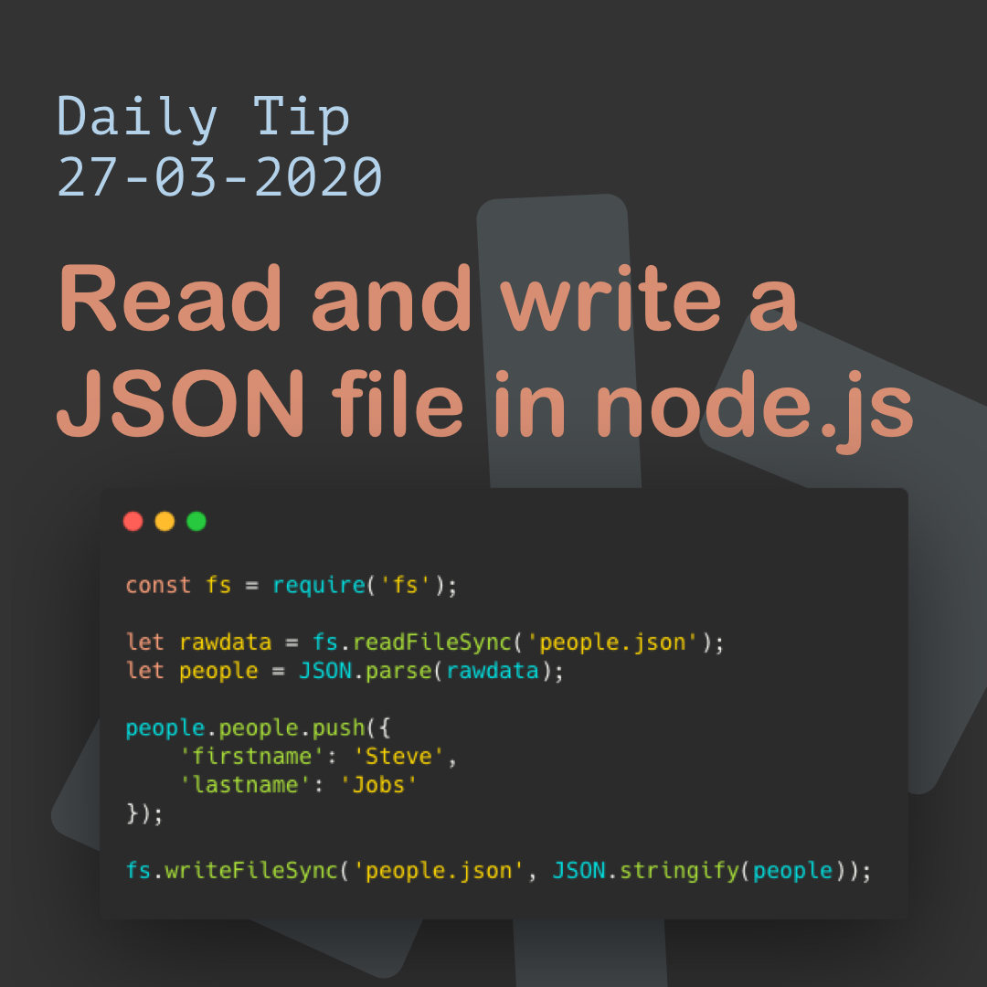 Read and write a JSON file in Node.js