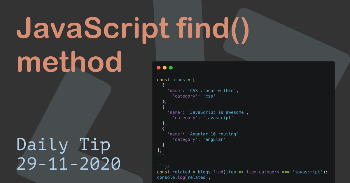 JavaScript Find Method