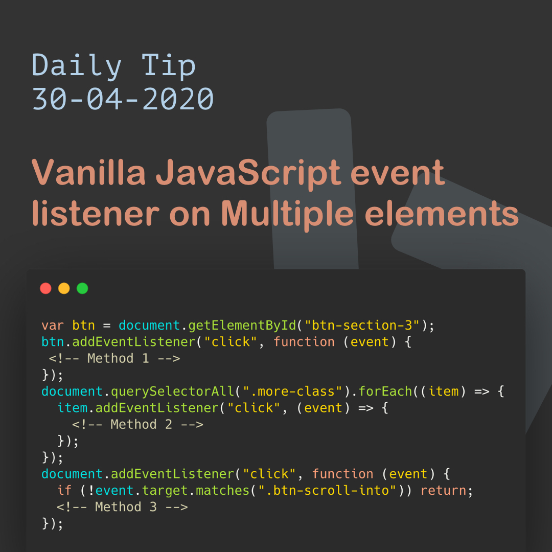 Add Event Listener On Multiple Elements Vanilla JS 