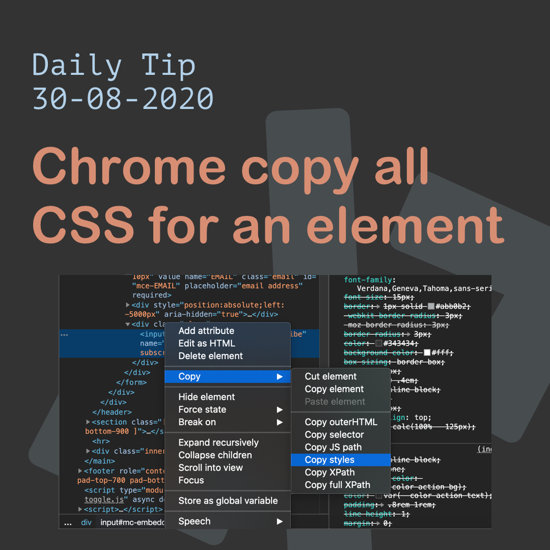 Chrome copy all CSS for an element