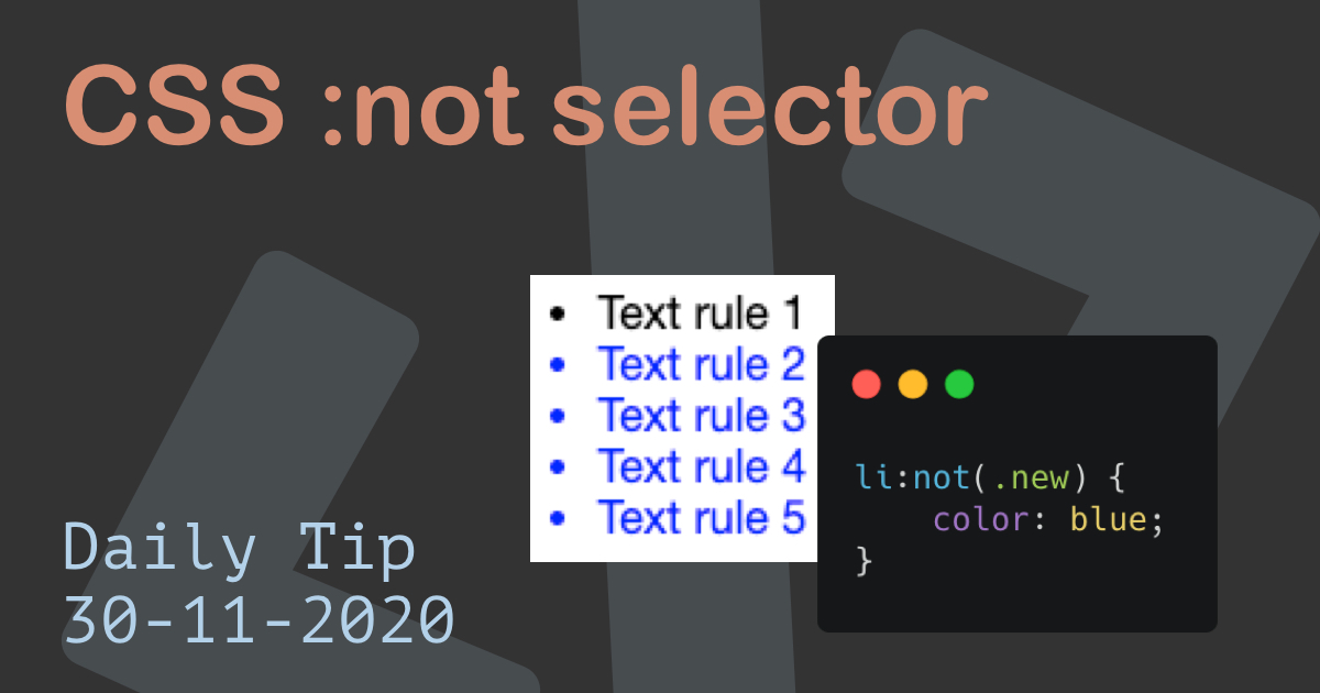 CSS :not selector for negation